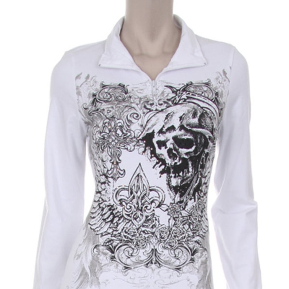 LA Bus Stop Long Sleeve w/Skull/Wings/Bling